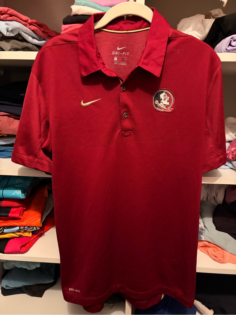 FSU Nike Dri-FIT Men's Garnet Polo with Team Crest